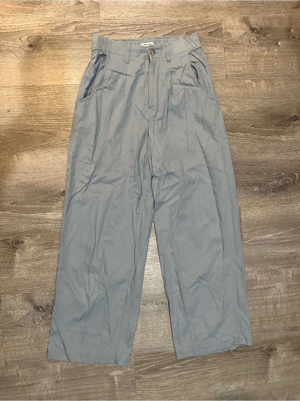 Madewell High-Rise Pleated Wide Leg Trousers Blue Size 6